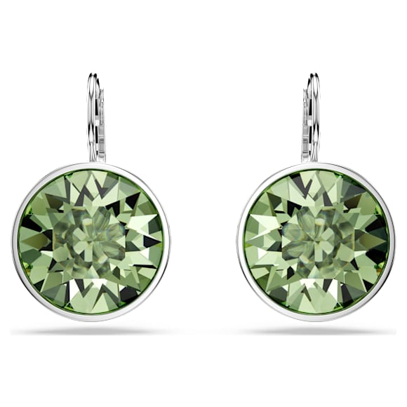 Bella ต่างหูทรงหยดน้ำ, เจียระไนทรงกลม, เขียว, เคลือบโรเดียม - Swarovski, 5724291