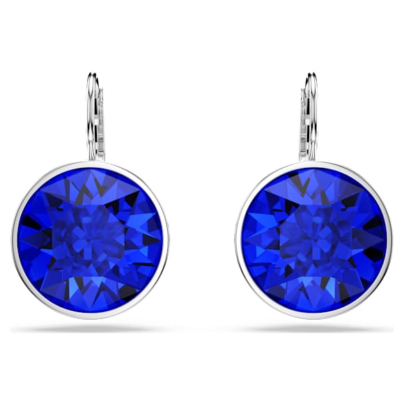 Pendants d'oreilles Bella, Taille ronde, Bleues, Métal rhodié - Swarovski, 5724292