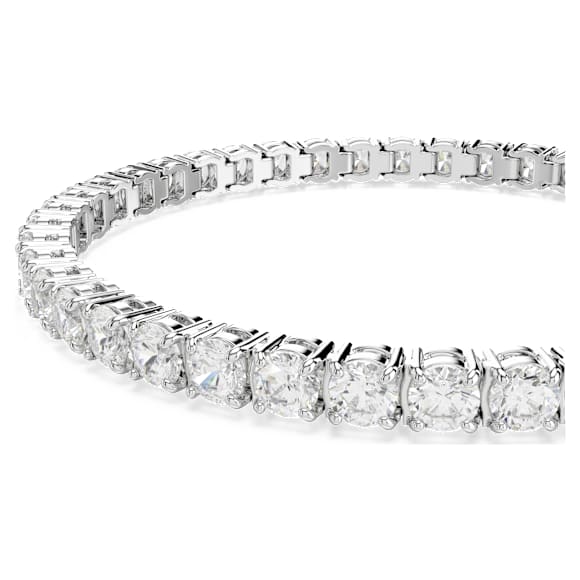 Matrix Tennis bracelet, Round cut, White, Rhodium plated - Swarovski, 5724480