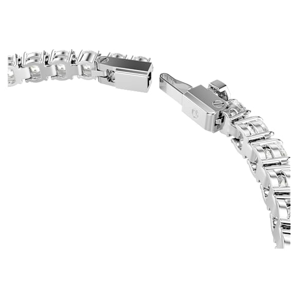 Matrix Tennis bracelet, Round cut, White, Rhodium plated - Swarovski, 5724480