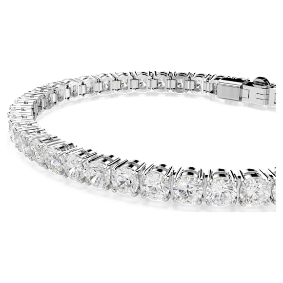 Matrix Tennis bracelet, Round cut, White, Rhodium plated - Swarovski, 5724480