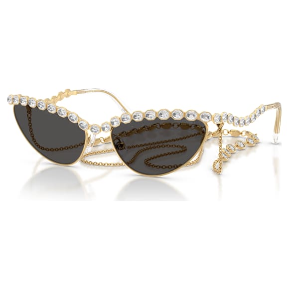 Sunglasses, Cat-eye shape, Chain, Gray - Swarovski, 5724499