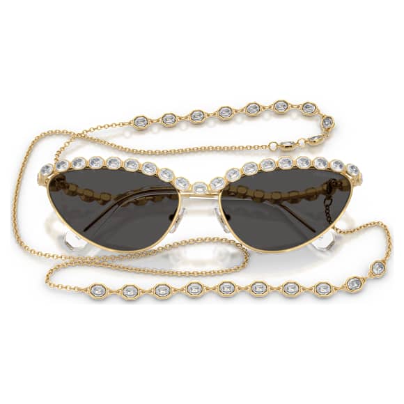 Sunglasses, Cat-eye shape, Chain, Gray - Swarovski, 5724499