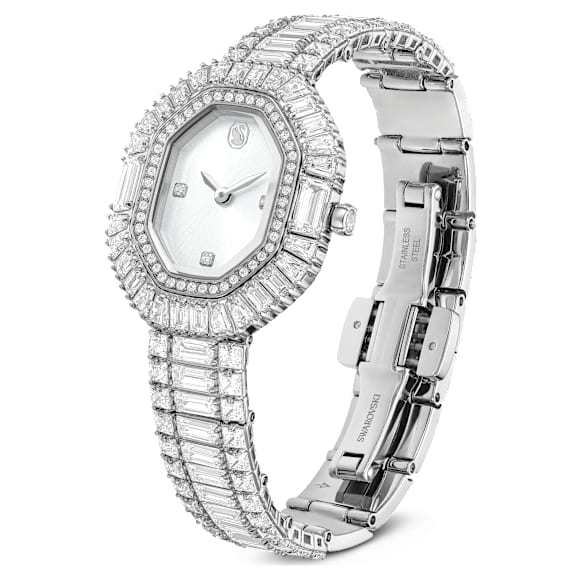Matrix Octagon ウォッチ, バゲット・カット, メタルブレスレット, シルバー系, ステンレス鋼 - Swarovski, 5724516