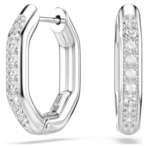 Kruhové náušnice Dextera, Osmihranný tvar, Kulatý výbrus, Bílá, Pokoveno rhodiem - Swarovski, 5724585