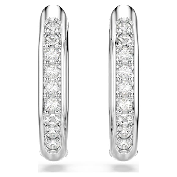 Kruhové náušnice Dextera, Osmihranný tvar, Kulatý výbrus, Bílá, Pokoveno rhodiem - Swarovski, 5724585