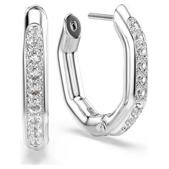 Kruhové náušnice Dextera, Osmihranný tvar, Kulatý výbrus, Bílá, Pokoveno rhodiem - Swarovski, 5724585