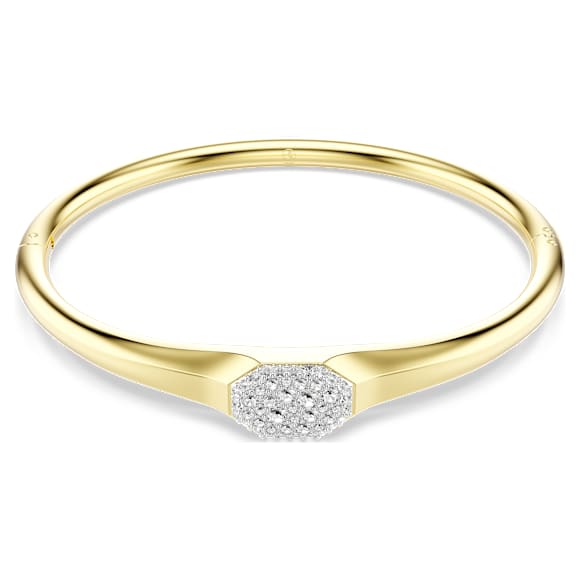 Dextera bangle, Round cut, White, Gold-tone plated - Swarovski, 5724597