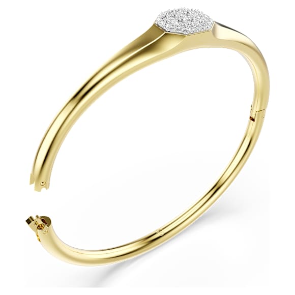 Dextera bangle, Round cut, White, Gold-tone plated - Swarovski, 5724597