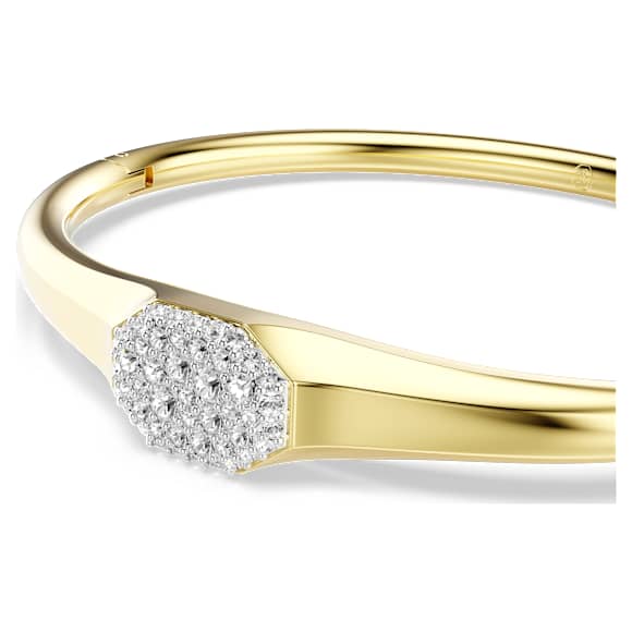 Dextera bangle, Round cut, White, Gold-tone plated - Swarovski, 5724597