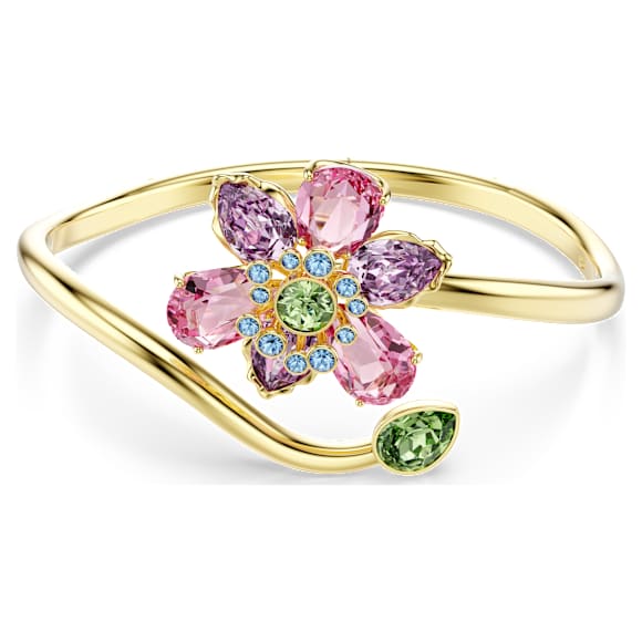 Bracciale rigido Idyllia, Taglio misto, Fiore, Multicolore, Finitura oro 18K - Swarovski, 5724740