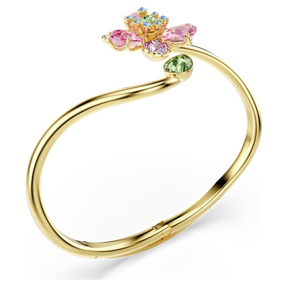 Bracciale rigido Idyllia, Taglio misto, Fiore, Multicolore, Finitura oro 18K - Swarovski, 5724740