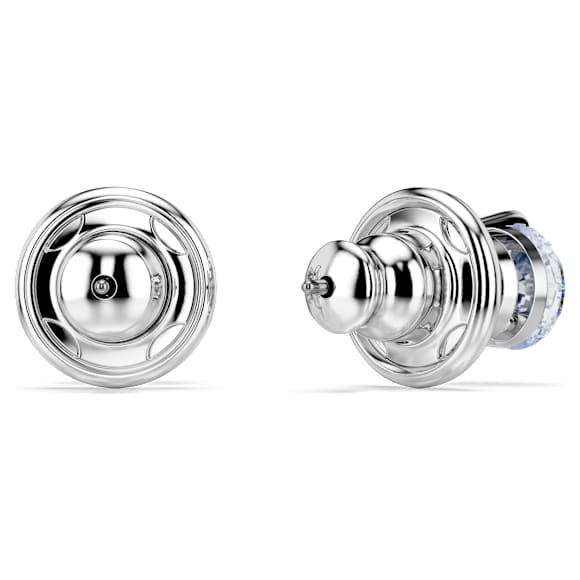 Solitaire ต่างหูเม็ดเดี่ยว, เจียระไนทรงกลม, น้ำเงิน, เคลือบโรเดียม - Swarovski, 5725002