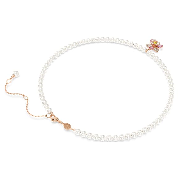 Idyllia 链坠, 仿水晶珍珠, 混合切割, 花朵, 流光溢彩, 镀玫瑰金色调 - Swarovski, 5725739