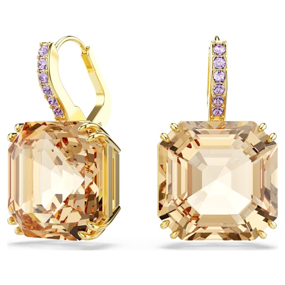 Millenia drop earrings, Mixed cuts, Caramel, Gold-tone plated - Swarovski, 5725744