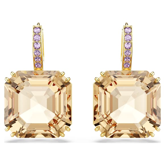 Millenia drop earrings, Mixed cuts, Caramel, Gold-tone plated - Swarovski, 5725744