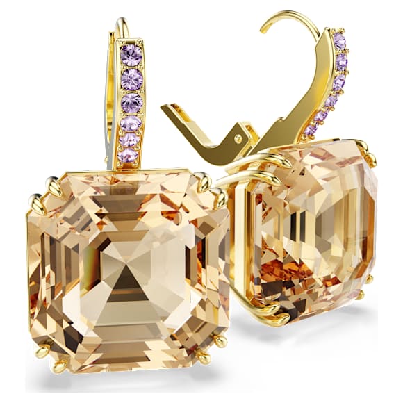 Millenia drop earrings, Mixed cuts, Caramel, Gold-tone plated - Swarovski, 5725744