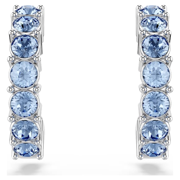 Hoop earrings, Round cut, Blue, Rhodium plated - Swarovski, 5725789