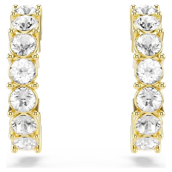 Mini Hoop fülbevalók, Körmetszéses, Fehér, 18 kt-os aranybevonat - Swarovski, 5725790