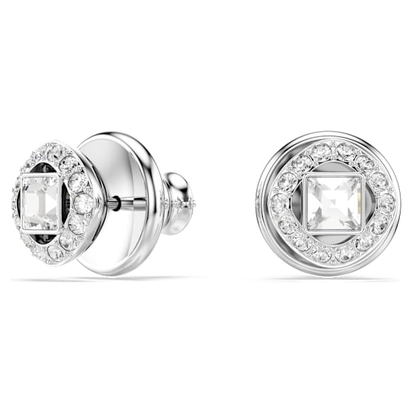 Una Angelic stud earrings, Square cut, White, Rhodium plated - Swarovski, 5725801