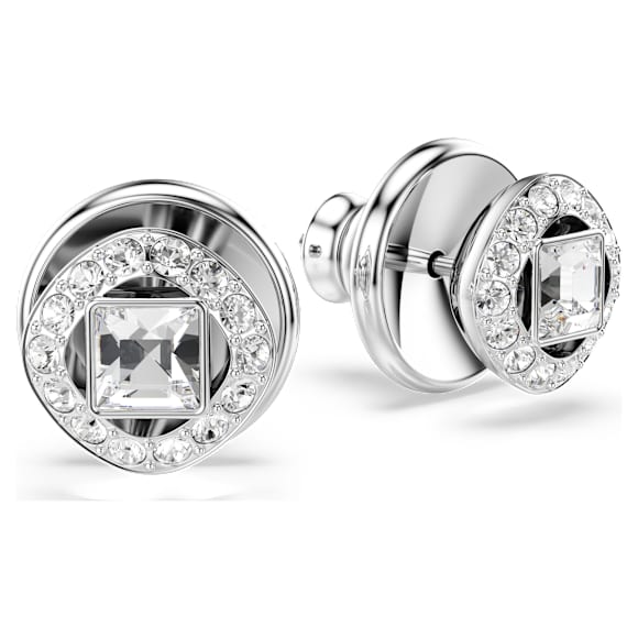 Una Angelic stud earrings, Square cut, White, Rhodium plated - Swarovski, 5725801