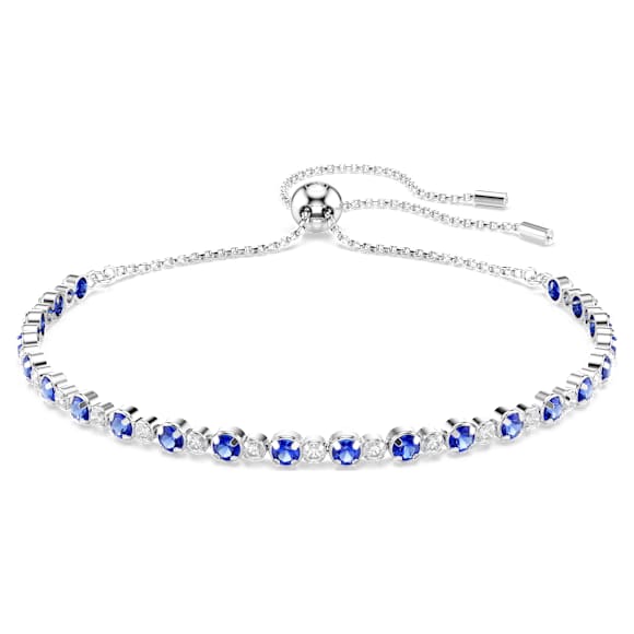 Matrix Tennis bracelet, Mixed round cuts, Blue, Rhodium plated - Swarovski, 5725854