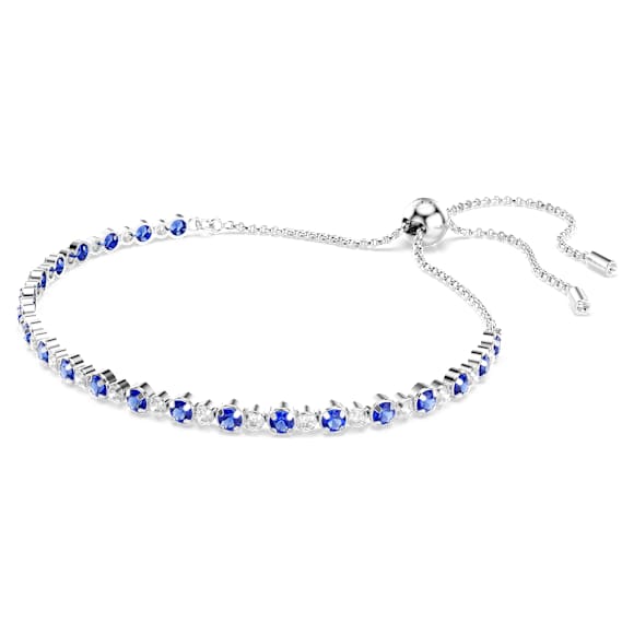 Matrix Tennis bracelet, Mixed round cuts, Blue, Rhodium plated - Swarovski, 5725854