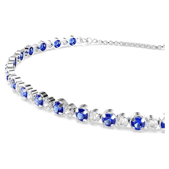 Matrix Tennis bracelet, Mixed round cuts, Blue, Rhodium plated - Swarovski, 5725854