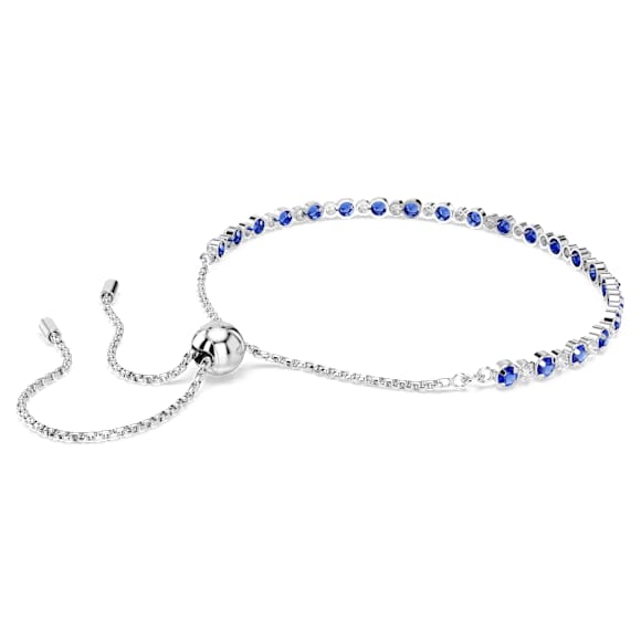 Matrix Tennis bracelet, Mixed round cuts, Blue, Rhodium plated - Swarovski, 5725854
