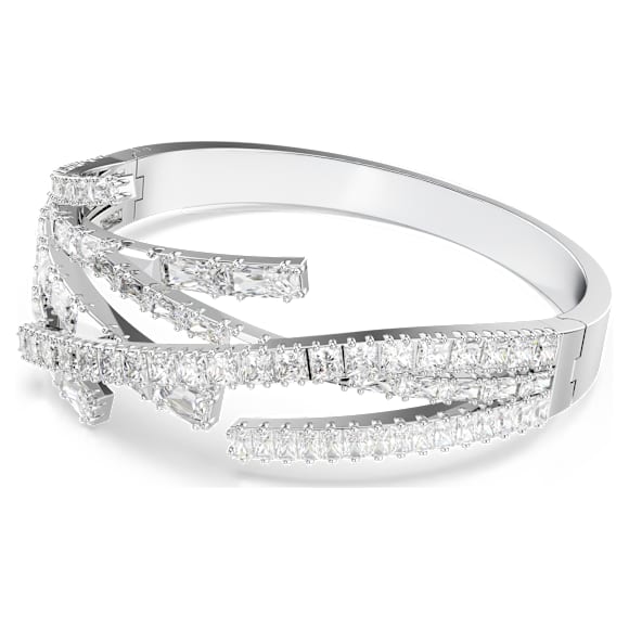 Obročasta zapestnica Matrix, Mešani rezi, Bela, Prevleka iz rodija - Swarovski, 5726292