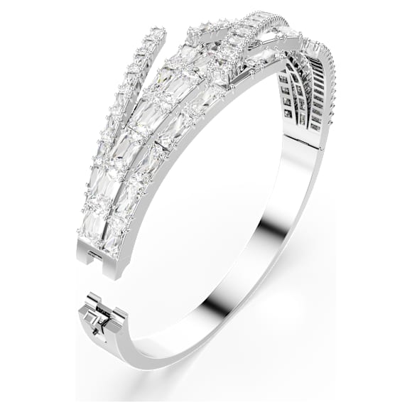 Obročasta zapestnica Matrix, Mešani rezi, Bela, Prevleka iz rodija - Swarovski, 5726292