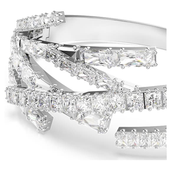 Obročasta zapestnica Matrix, Mešani rezi, Bela, Prevleka iz rodija - Swarovski, 5726292