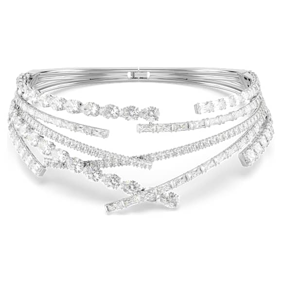 Matrix choker, Mixed cuts, White, Rhodium plated - Swarovski, 5726295