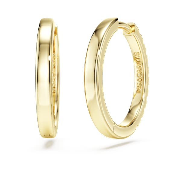 Eternity hoop earrings, Lab-grown diamonds 0.5 ct tw, Round shape, 14K yellow gold - Swarovski, 5726322