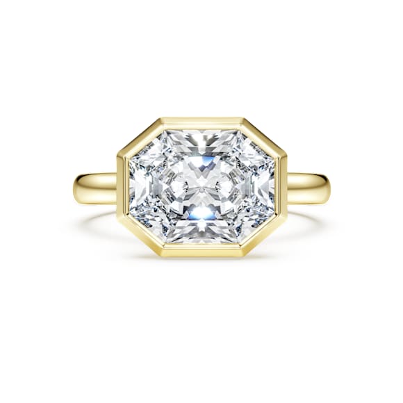 Octagon bezel ring, Lab-grown diamonds 3.0 ct tw, Octagon shape, 14K yellow gold - Swarovski, 5726513
