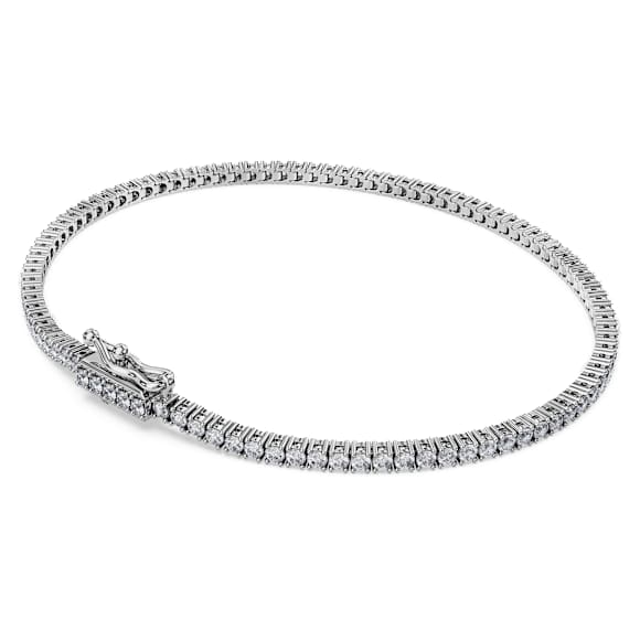 Eternity Tennis bracelet, Lab-grown diamonds 1.5 ct tw, Round shape, 18K white gold - Swarovski, 5726953
