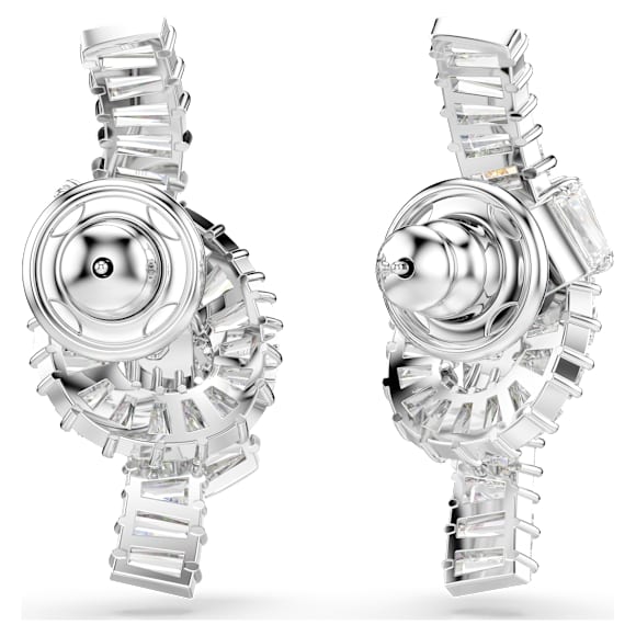 Suknjice za uhane Matrix, Bagetni rez, Vozel, Beli, Prevleka iz rodija - Swarovski, 5727040