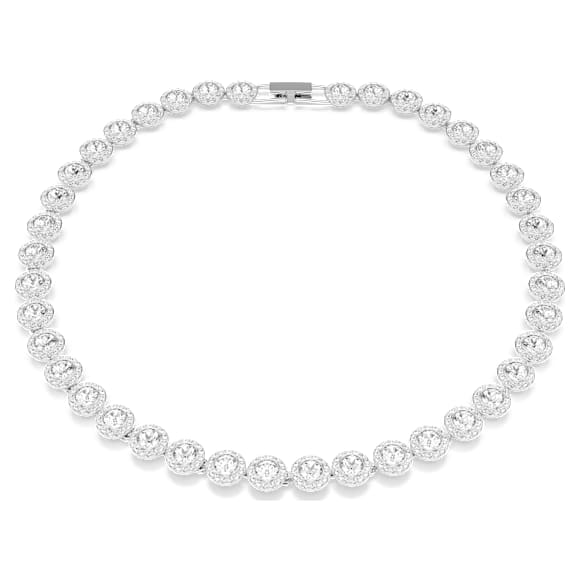 Náhrdelník Una Angelic, Kulatý výbrus, Bílá, Pokoveno rhodiem - Swarovski, 5727095
