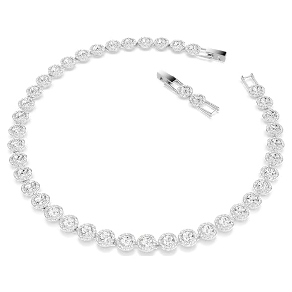 Náhrdelník Una Angelic, Kulatý výbrus, Bílá, Pokoveno rhodiem - Swarovski, 5727095