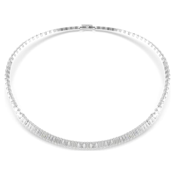 Matrix necklace, Baguette cut, White, Rhodium plated - Swarovski, 5727111