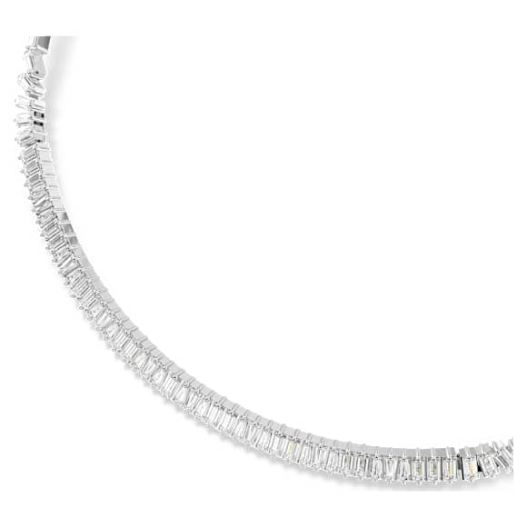 Matrix necklace, Baguette cut, White, Rhodium plated - Swarovski, 5727111