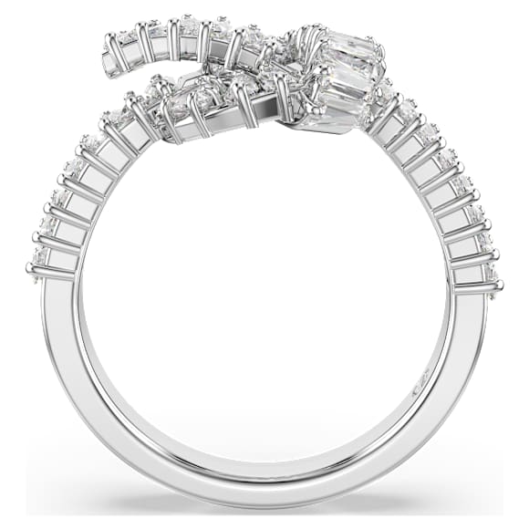 Matrix ring, Baguette cut, Knot, White, Rhodium plated - Swarovski, 5727112