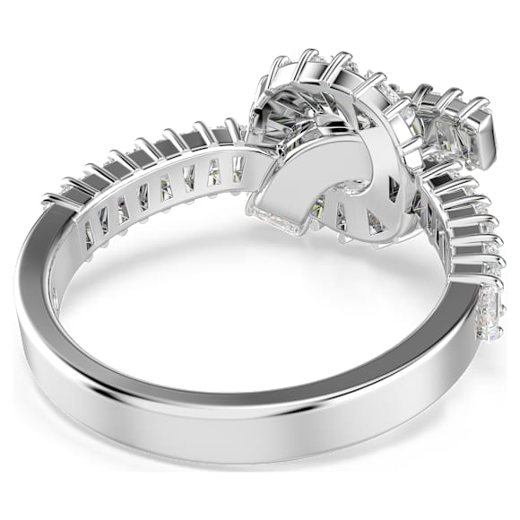 Matrix ring, Baguette cut, Knot, White, Rhodium plated - Swarovski, 5727112