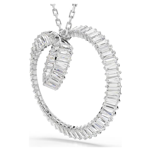 Wisiorek Matrix, Szlif schodkowy typu baguette, Biały, Powłoka z rodu - Swarovski, 5727114