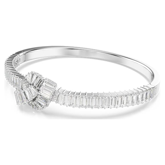 Matrix bangle, Baguette cut, Knot, White, Rhodium plated - Swarovski, 5727117