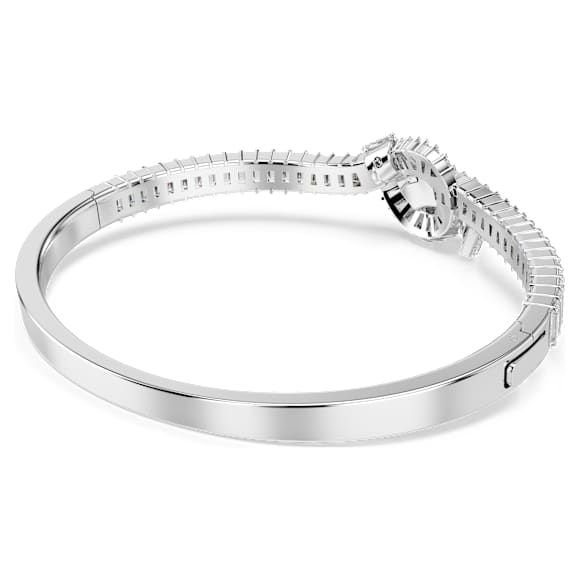 Matrix bangle, Baguette cut, Knot, White, Rhodium plated - Swarovski, 5727117
