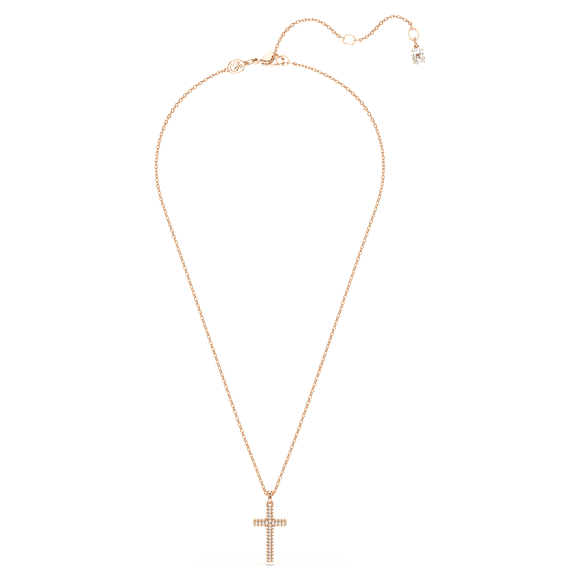 Insigne Anhänger, Kreuz, Weiß, Roségold-Legierungsschicht - Swarovski, 5727986