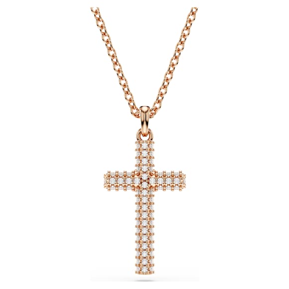 Insigne Anhänger, Kreuz, Weiß, Roségold-Legierungsschicht - Swarovski, 5727986
