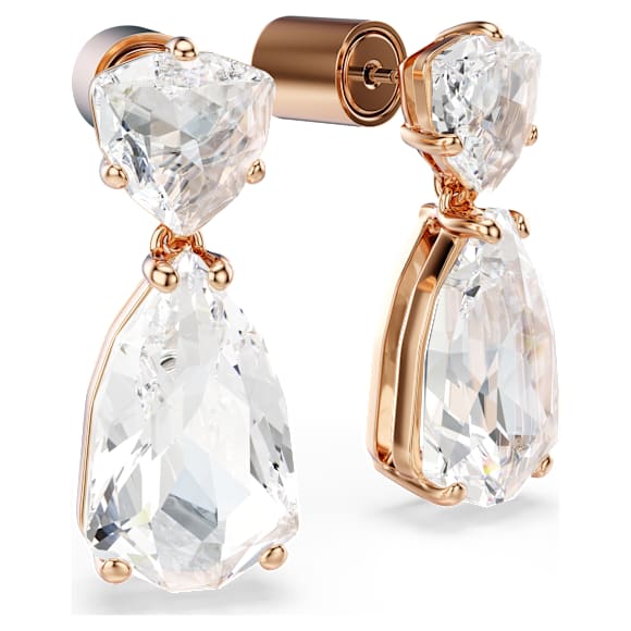 Viseči uhani Mesmera, Hruškasti rez, Beli, Prevleka rožnato zlatega odtenka - Swarovski, 5727999