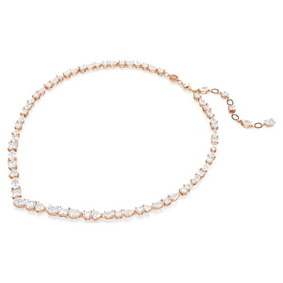 Náhrdelník Mesmera, Různé výbrusy, Bílá, Pokoveno v růžovozlatém odstínu - Swarovski, 5728001